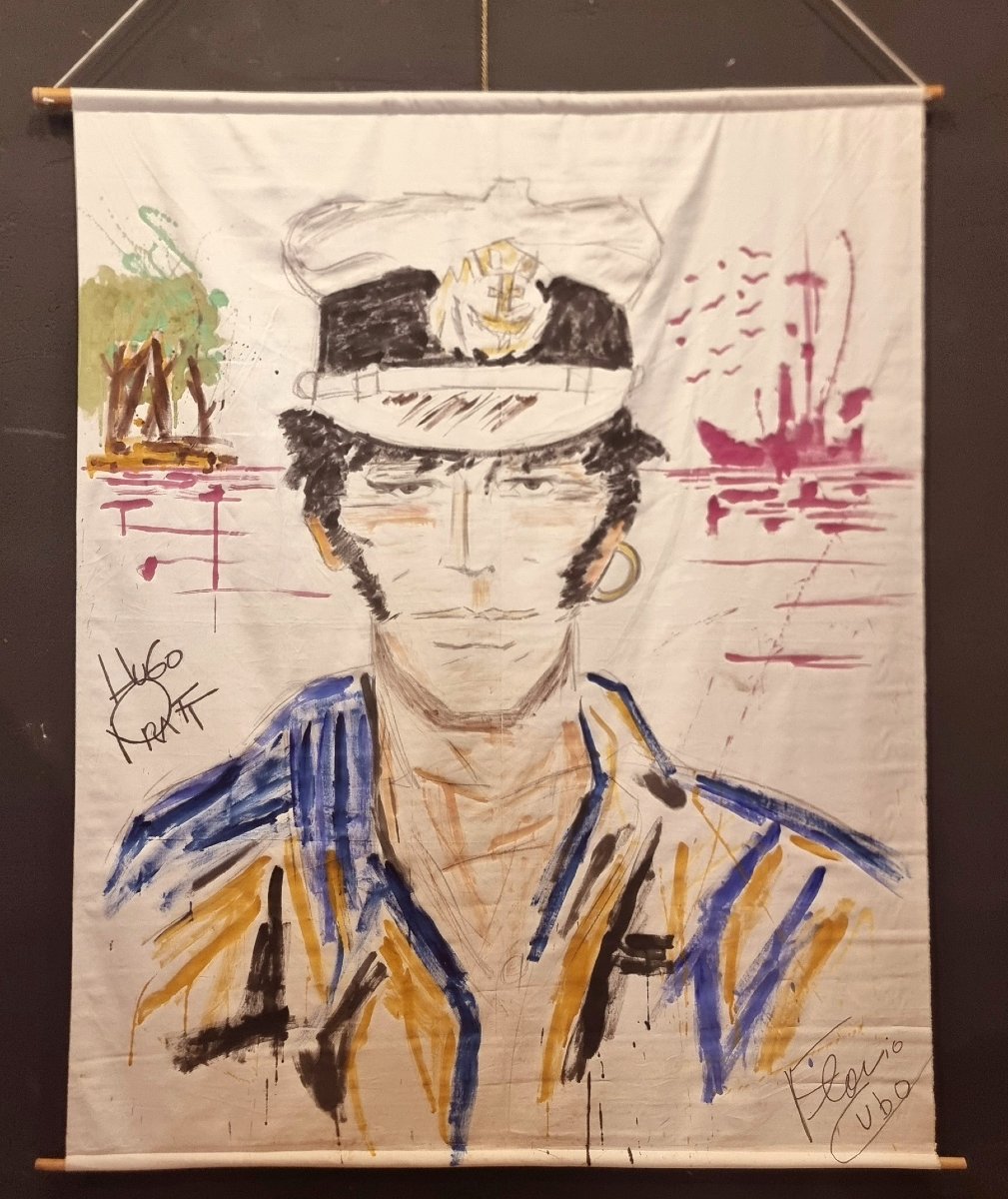 Corto Maltese tela del XX Secolo pittura acrilico Vintage
