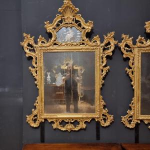 Coppia di specchiere veneziane del 1850 grande misura da palazzo signorile 