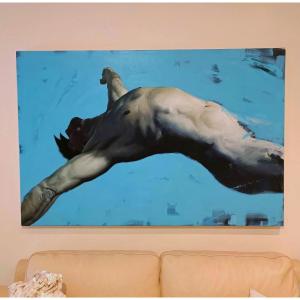 Olio su tela "Deep Blue" Filippo Manfroni al confine dell' iperealismo Context Art Miami