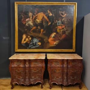 Olio su tela 600 Scena campestre con musicanti – scuola di Francesco Guarini (1611‑1654)