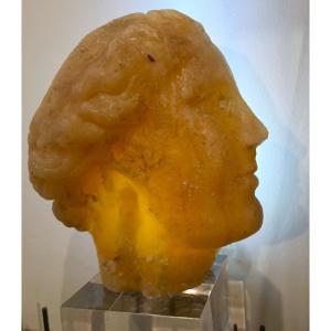 Scultura accademica del ‘900 in cera testa di Venere effetto ambra