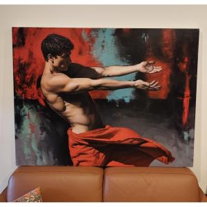 Olio su tela energia dell'uomo e della donna pittura realista