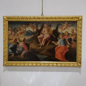 Olio su tavola ‘600 Apollo con le muse