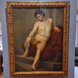 Olio su tela nudo di giovine del 700 Neoclassico Luigi Sabatelli 1772-1850