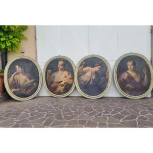 4 dipinti su tela Allegoria Arti e Mestieri Lorenzo Pasinelli 1629-1700