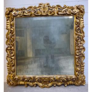 Specchiera lignea del 600 in oro foglia da palazzo nobile Roma