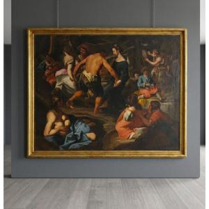 Olio su tela del 600 Festa danzante con personaggi ambito Nicolas Poussin (1594–1665)