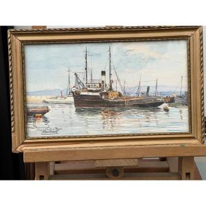 André Casabonne, Portrait Of Boat In The Port Of Algiers