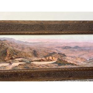 Constant Louche: Saharan Panorama, Algeria. Oil On Canvas, Panoramic Format.