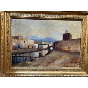 Maxime Noiré: Painting Of Bizerte In Tunisia In 1890