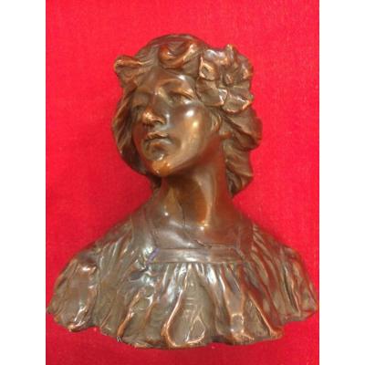Bust Of Young Woman 1900 By Belgian Sculptor Gustave Van Vaerenbergh