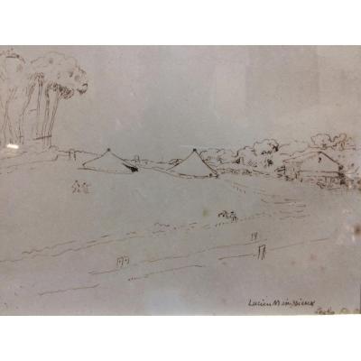 Landscape Of Kouba, Algeria, Chinese Ink By Lucien Mainssieux