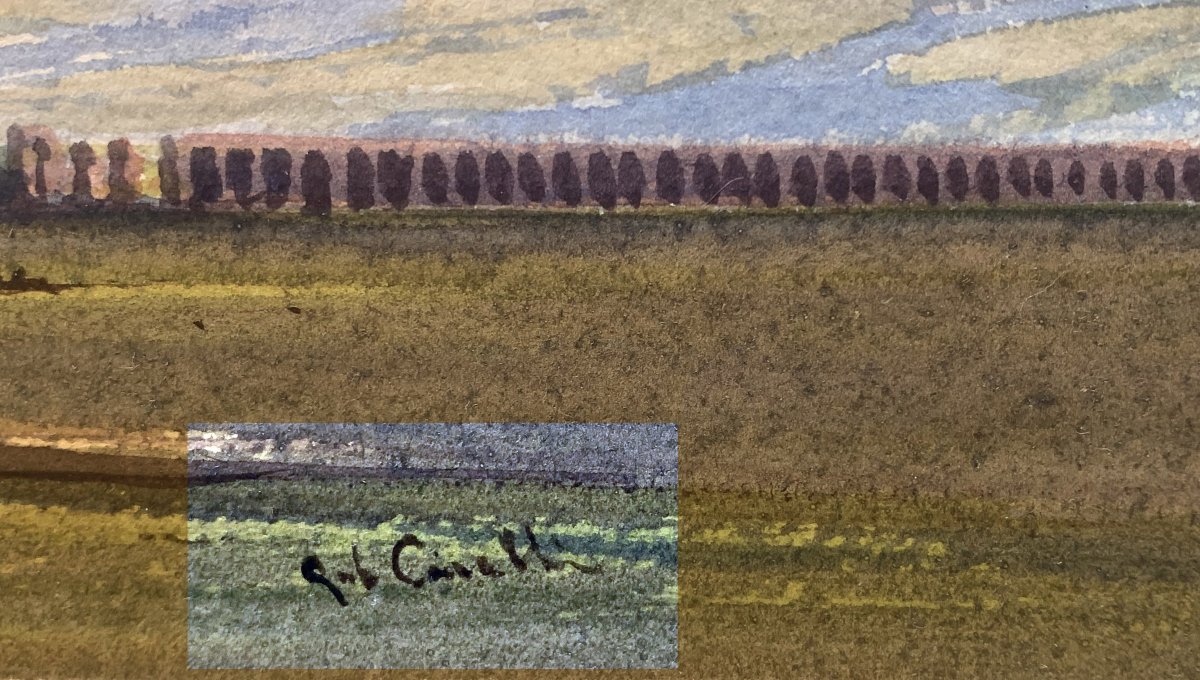 GABRIELE CARELLI - Coppia di acquerelli: campagna romana-photo-2