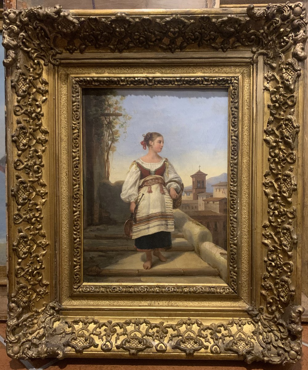 ETIENNE DUBOIS - La vignarola al Celio, Roma 1830