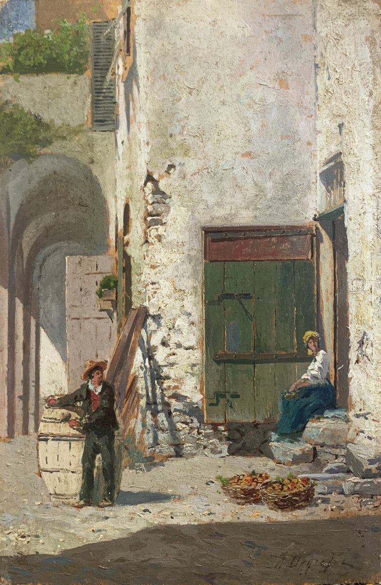 Scena di vita contadina in Liguria