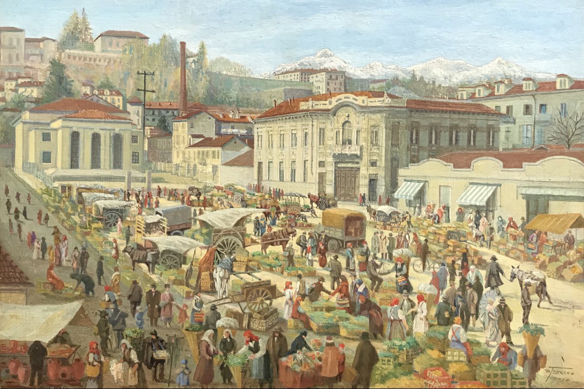 DEMETRIO TABACCO - Mercato in Piazza della Funicolare, Biella  1934-photo-2