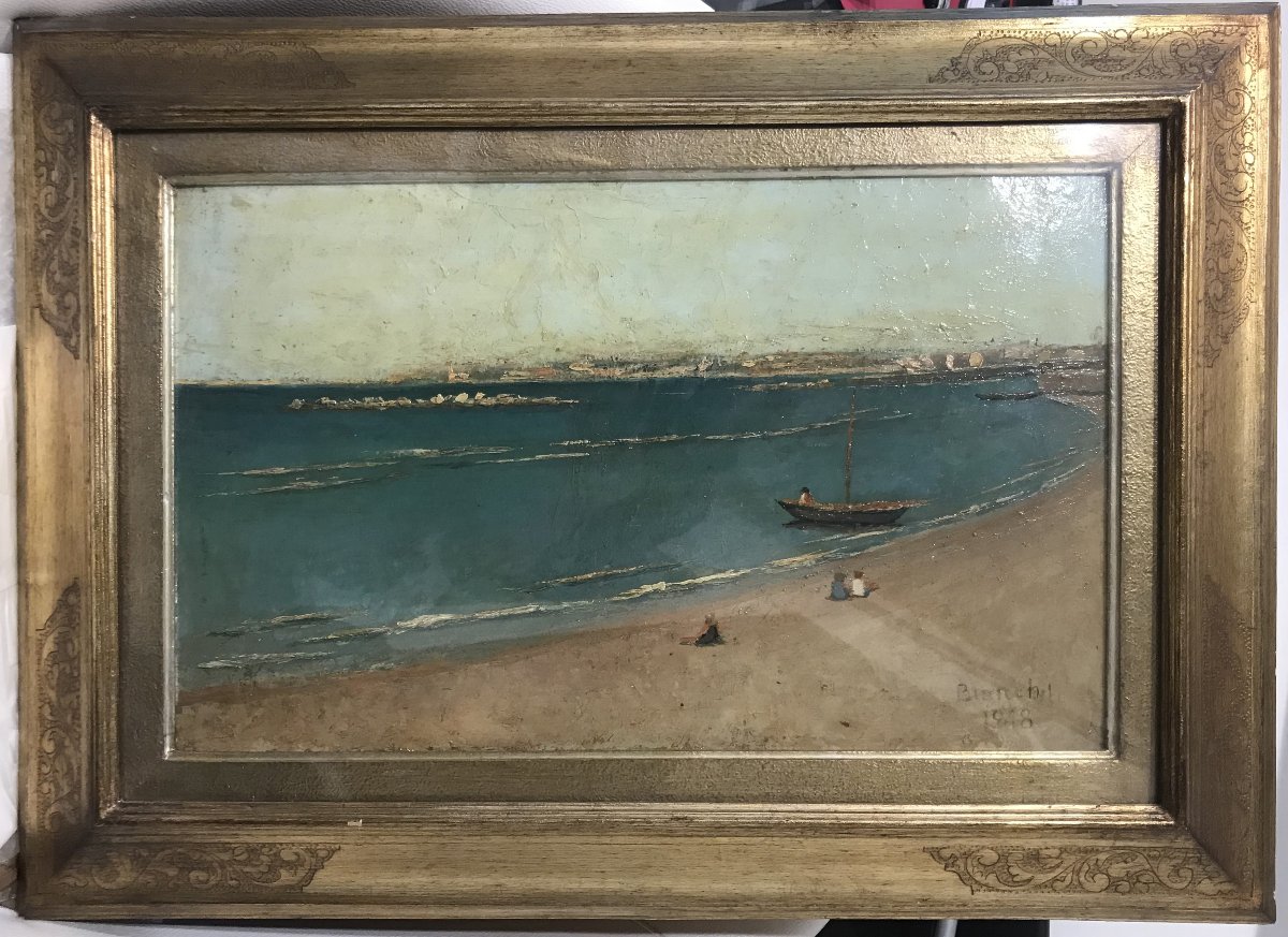 LUIGI BIANCHI  - Spiaggia con barca  1948