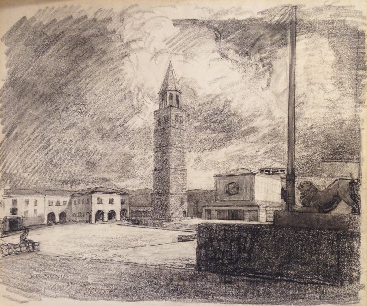 SERGIO VATTERONI - Piazza Roma, Carbonia - Sardegna  1939