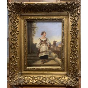 ETIENNE DUBOIS - La vignarola al Celio, Roma 1830