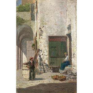 Scena di vita contadina in Liguria