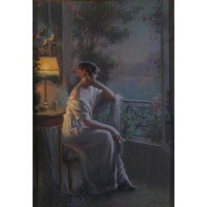 Delphin Enjolras, "reverie", Signed Pastel.