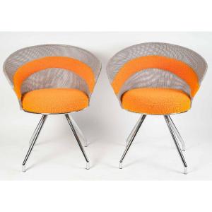 Pair Of Swivel Armchairs
