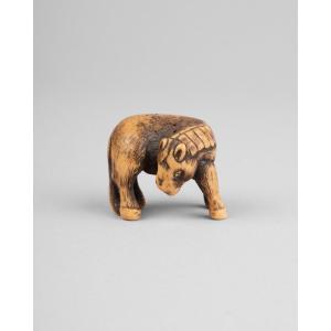 Netsuke - A Beautiful Deer Antler Netsuke Depicting A Horse. Meiji Period Japan