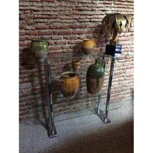 Glass Shelves, Chrome Steel Upright 1960