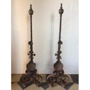 Pair Of Andirons XVIIth Louis XIV