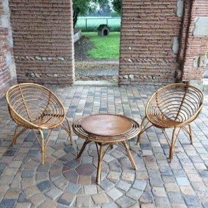 Salon En Rotin Des Années 60