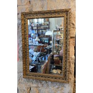 Small Napoleon III Mirror In Wood And Gilded Stucco 54 Cm