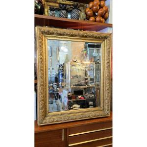 Napoleon III Mirror In Gilded Stucco Wood - 92 Cm