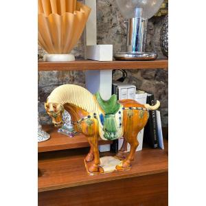 Large Sancai Ceramic Horse - Tang China - 20th Century