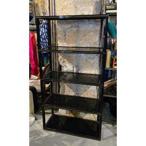 Pierre Vandel Paris Shelf, Black And Gold, 1970s