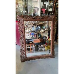 Henry II Style Oak Mirror