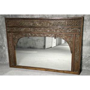 Large Mirror - Indian Carved Wooden Headboard