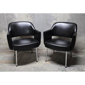 Pair Of Deauville Model Armchairs Designed By Marc And Pierre Simon For Airborne 1960