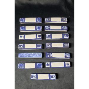 Robert Picault (1919-2000) Set Of 13 Earthenware Knife Rests 1960
