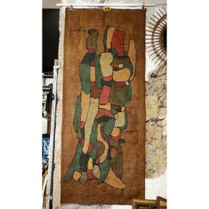 Large Painting On Burlap – Signed, Dated 1972
