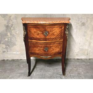 Louis XV Style Chest Of Drawers In Rosewood Marquetry, 20th Century