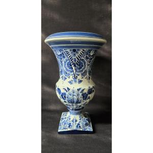 Delftware Vase – Cobalt Blue Floral Decoration