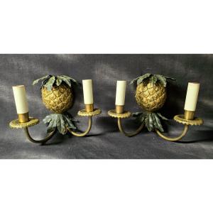 Maison Charles & Fils - Pair Of Pineapple Wall Lights 