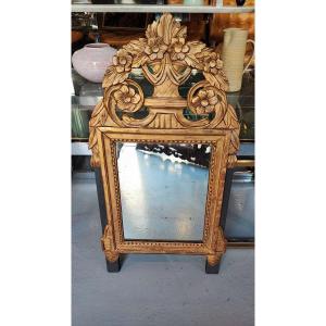Louis XIV Mirror In Carved Gilded Wood, 18th Century - 75 Cm