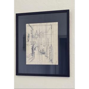 Louis Toffoli (1907 - 1999) Drawing On Paper, Venice Canal