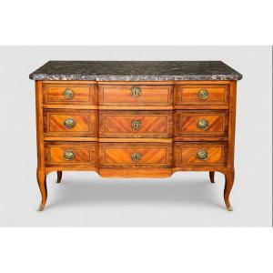 Transition Period Commode, Mid-18th Century, Oak Marquetry