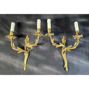 Pair Of Gilt Bronze Wall Sconces – Louis XV Style – 20th Century