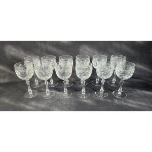 Set Of 12 Lorraine Crystal Stemmed Glasses – 18 Cm Tall