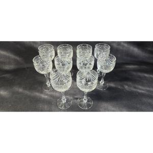 Set Of 10 Lorraine Crystal Stemmed Glasses – 17.5 Cm Tall