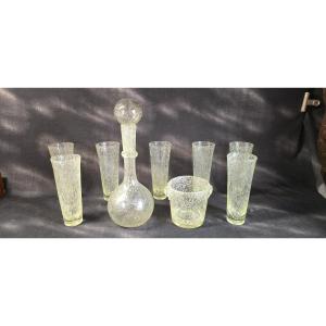 Set Of Biot Bubble Glassware – Carafe, Glasses And Ice Bucket – 1960s
