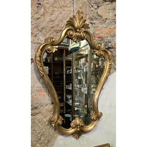 Carved And Gilded Wooden Mirror, Louis XV Style - 94 Cm 